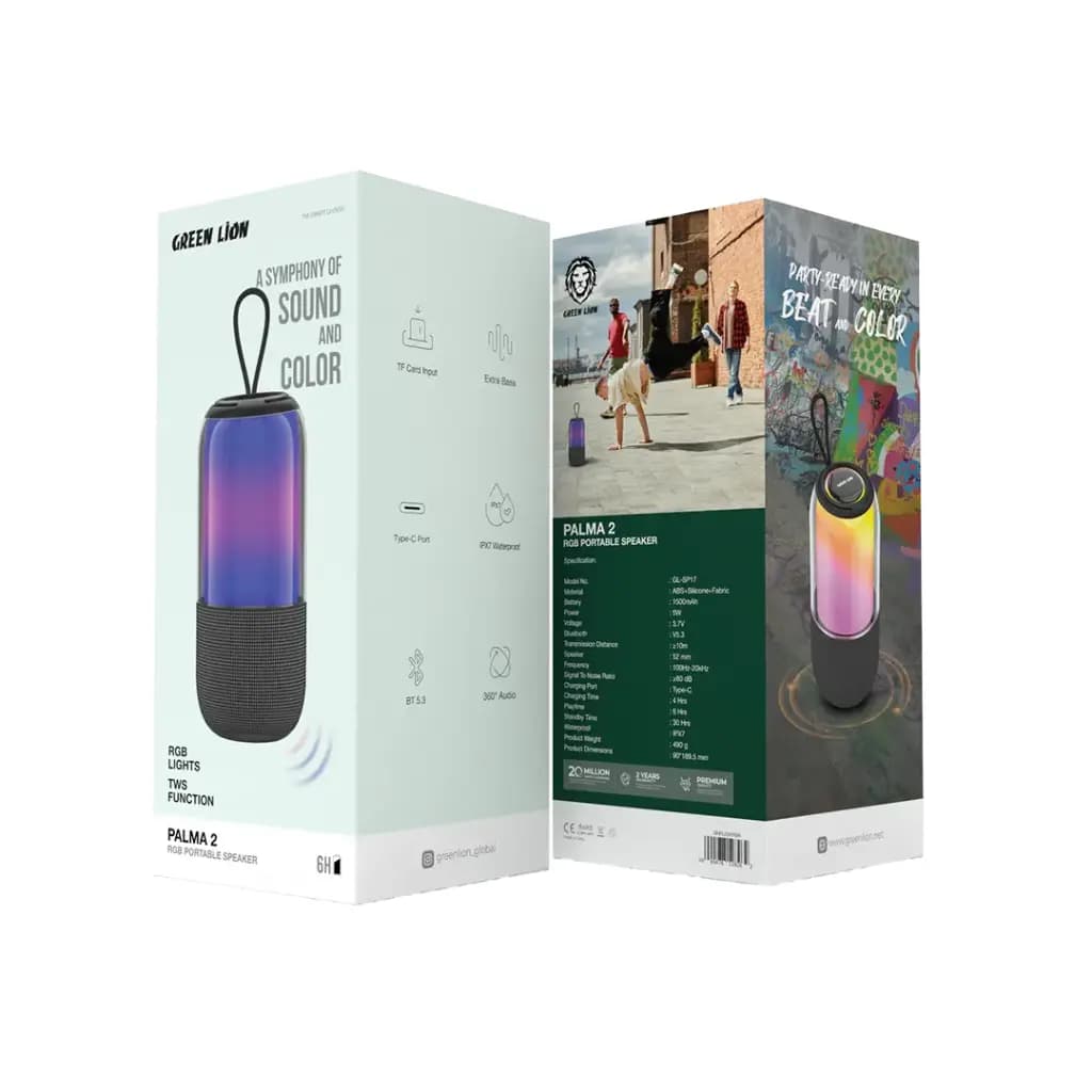 اسپیکر بلوتوث با نور RGB گرین لاین Green Lion Palma 2 Portable Speaker