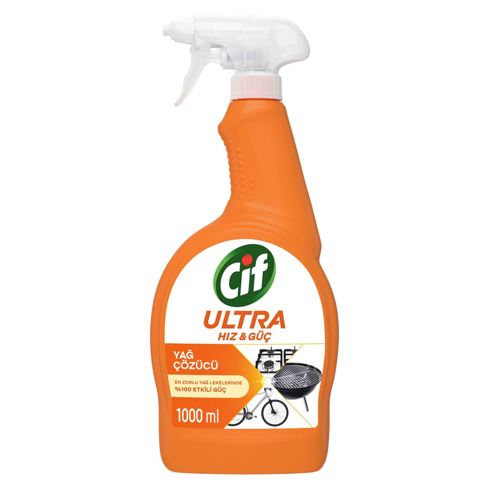 اسپری سیف Cif نارنجی مدل Ultra Hiz & Guc چربی‌زدای قوی اجاق گاز، کابیت، کاشی و سینک با رایحه پرتقال و لیمو، حجم 1000ML