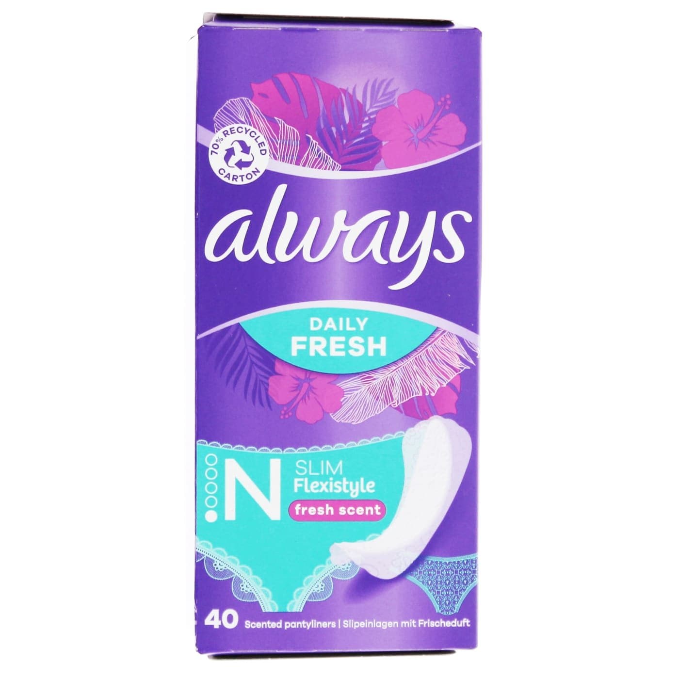 پد روزانه بهداشتی آلویز Always مدل DAILY FRESH SLIM FLEXISTYLE سایز بلند بسته 40 عددی