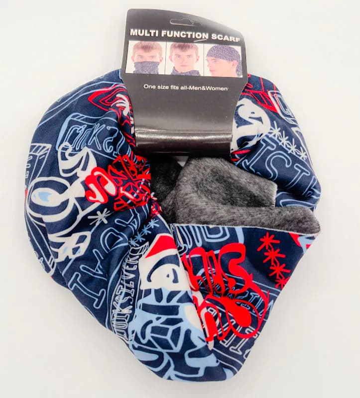اسکارف ورزشی داخل خز طرح گرافیتی آبی قرمز (Multi Function Scarf) — تصویر ۲