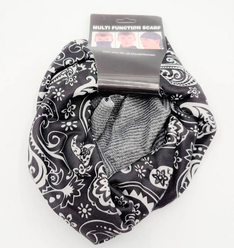 اسکارف ورزشی داخل خز طرح پیزلی مشکی سفید (Multi Function Scarf) — تصویر ۲