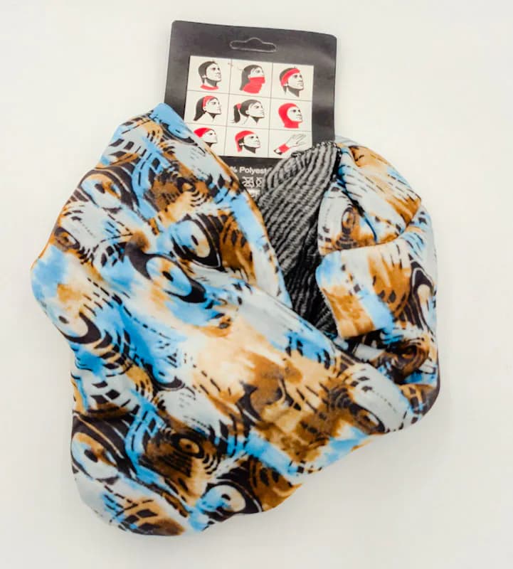 اسکارف ورزشی داخل خز طرح گرافیکی آبی قهوه‌ای (Multi Function Scarf) — تصویر ۲
