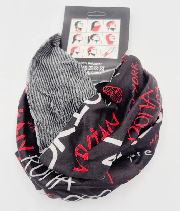 اسکارف ورزشی داخل خز طرح نوشته قرمز مشکی (Multi Function Scarf) — تصویر ۲