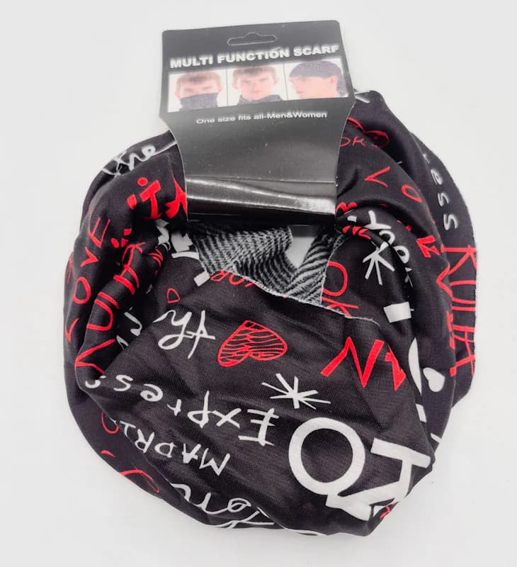 اسکارف ورزشی داخل خز طرح نوشته قرمز مشکی (Multi Function Scarf)