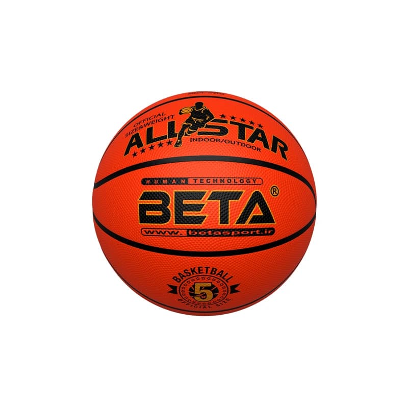 توپ بسکتبال لاستیکی بتا (Beta) سایز 5 مدل PBR | مخصوص آسفالت + تور حمل