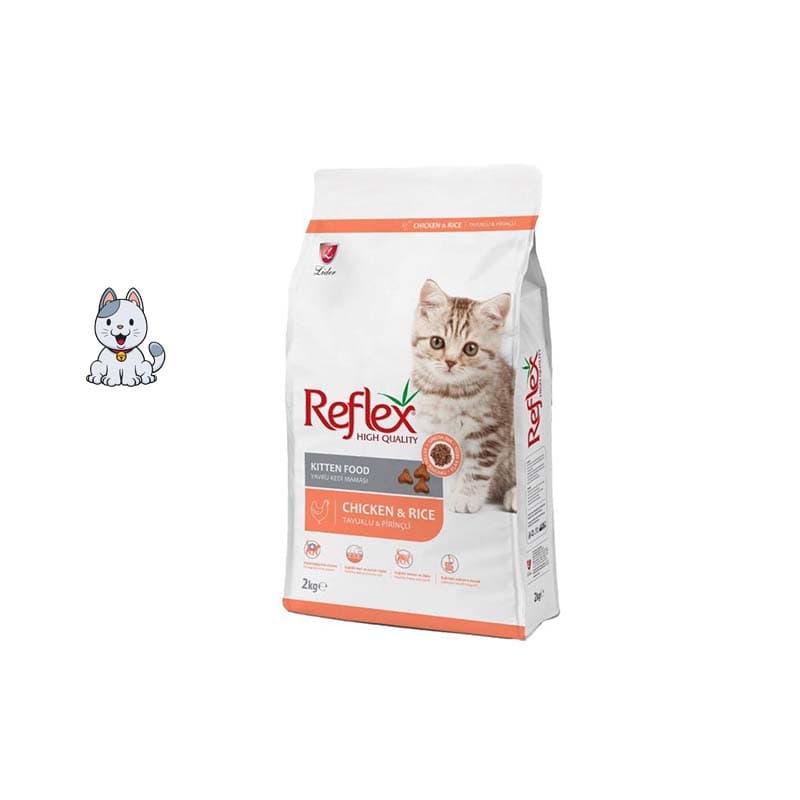 غذا خشک بچه گربه با طعم مرغ و برنج رفلکس وزن 2 کیلوگرم Reflex Kitten