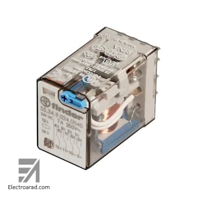 رله چهار کنتاکت 7 آمپر 14 پایه 24 ولت DC فیندر finder 553490240094