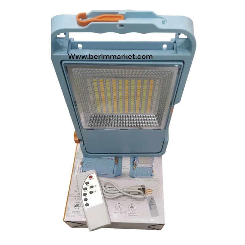 پروژکتور LED شارژی و چندمنظوره UXI مدل HL-S450- شارژ خورشیدی و برقی – با ریموت کنترل و پاوربانکh
