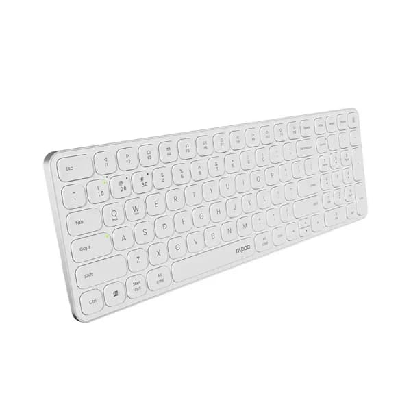کیبورد بی‌سیم Rapoo E9350L White | طراحی باریک و مدرن | اتصال پایدار با دانگل USB | مناسب کاربری اداری و خانگی — تصویر ۷
