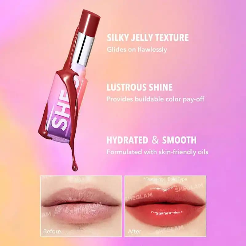 رژلب جامد شیگلم مدل براق High Shine رنگ High Key — تصویر ۳