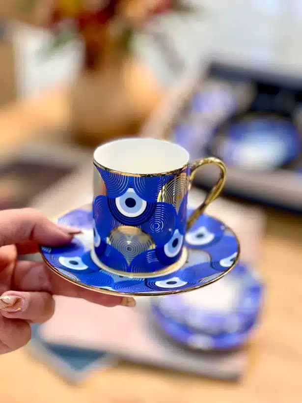 ست قهوه خوری چشم نظر 6 نفره 12 پارچه کوزوا ترکیه KOSOVA — تصویر ۴