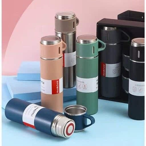 فلاسک دو فنجان درب استیل وارداتی کد KIT-309 — تصویر ۲