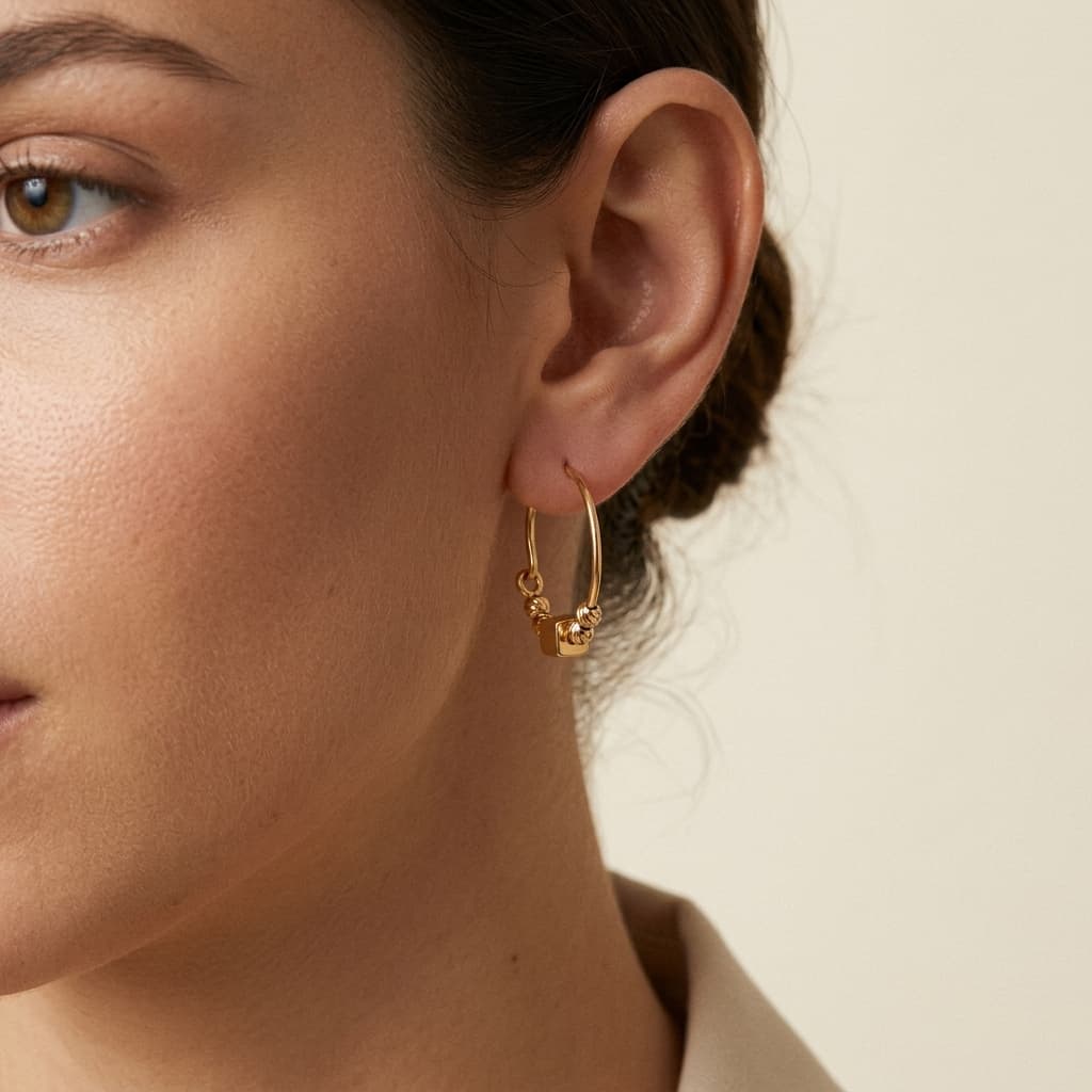 گوشواره طلا زنانه مدل Cubic Mini (مکعب مینی) 2.11 گرم — تصویر ۵