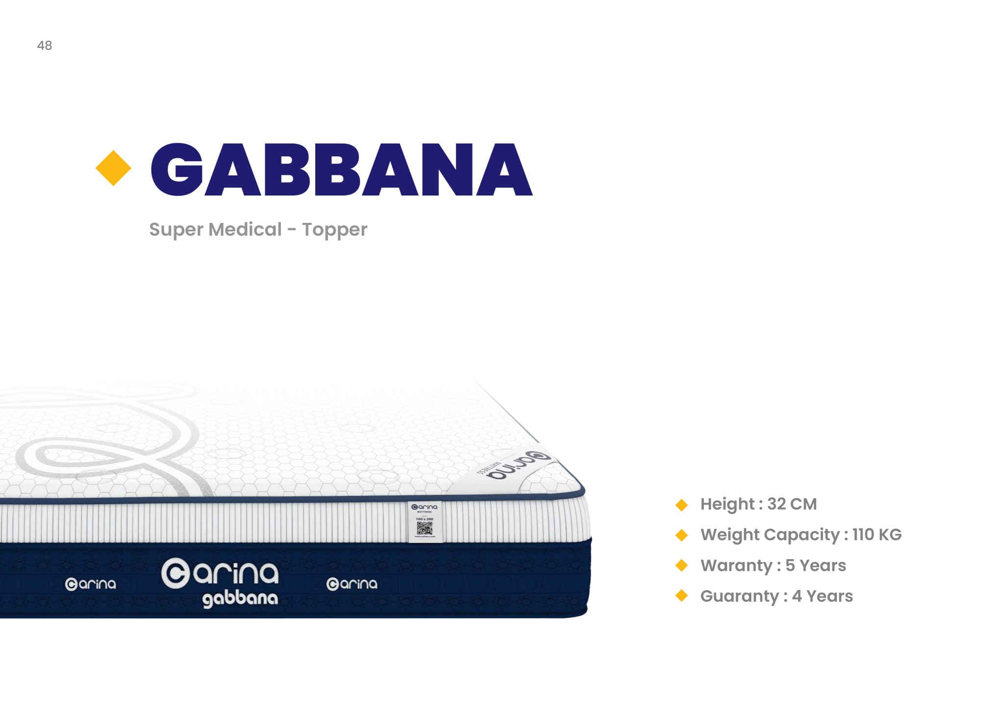 تشک طبی فنری کارینا مدل گابانا (Gabbana) 120×200 — تصویر ۵