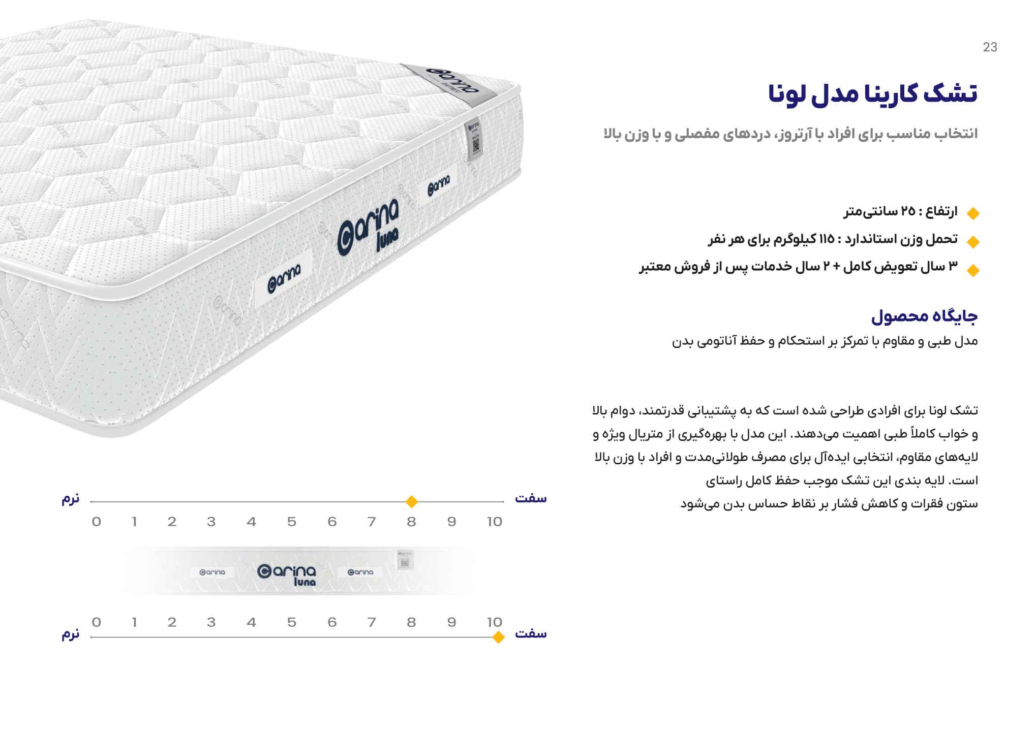 تشک طبی کارینا مدل لونا (Luna) — تصویر ۳
