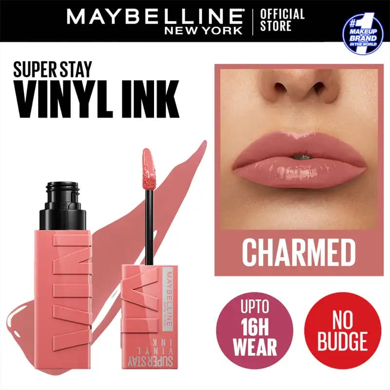 رژ لب مایع میبلین Super Stay Vinyl Ink رنگ CHARMED — تصویر ۳
