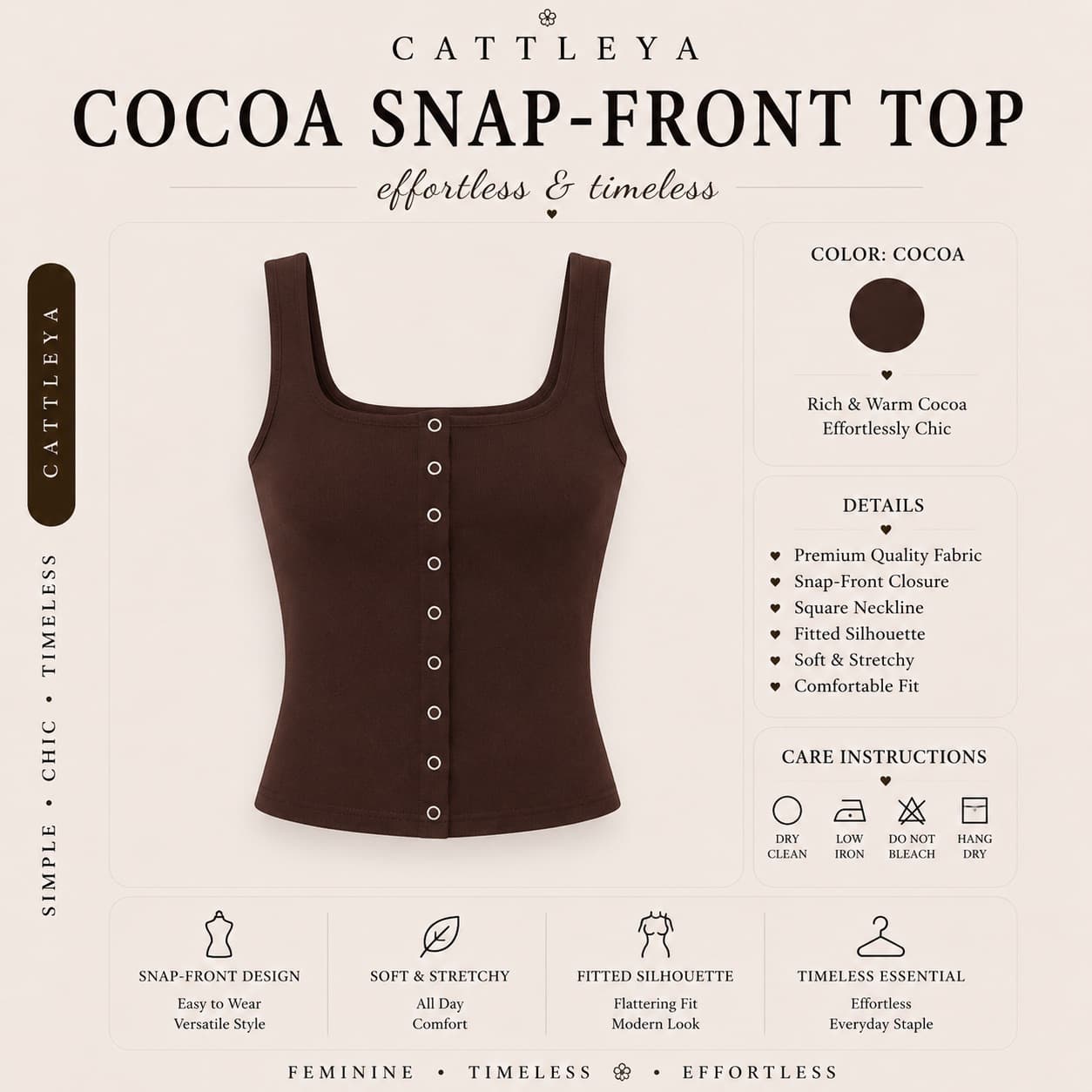 River Island | Cocoa Snap-Front Top — تصویر ۳