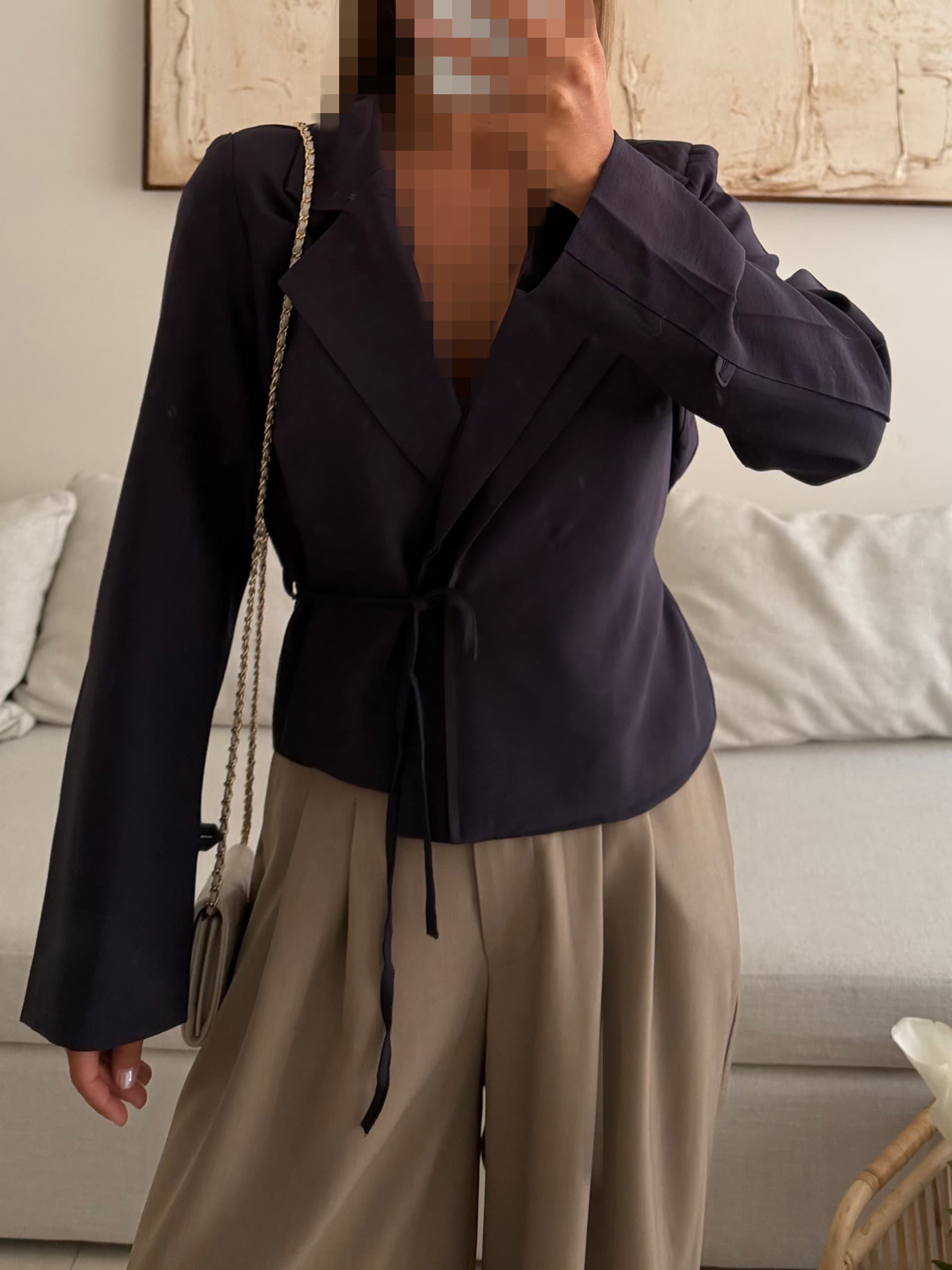 ZARA Soft Wrap Blazer | Deep Charcoal Plum — تصویر ۳