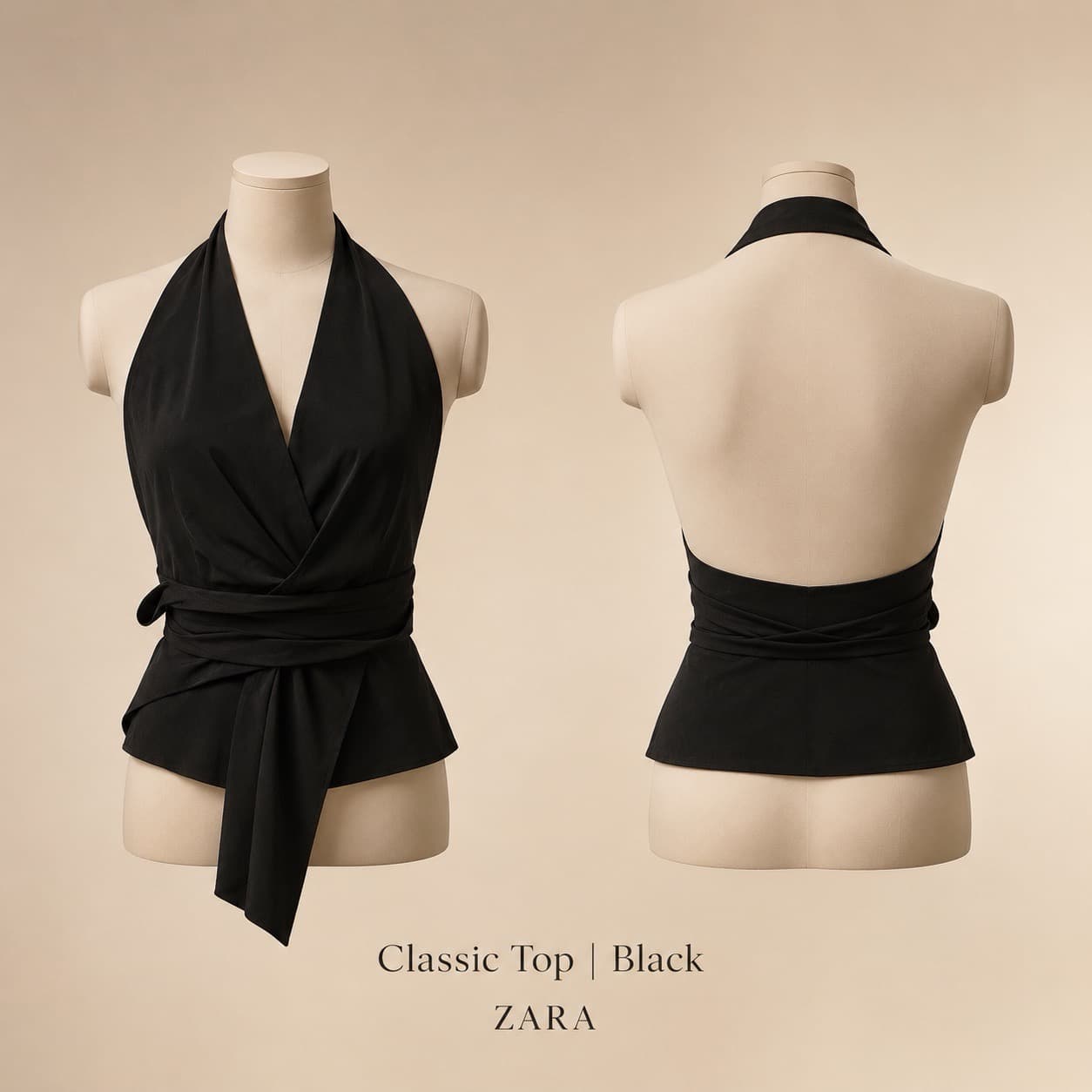 تاپ کلاسیک ZARA مشکی — تصویر ۴