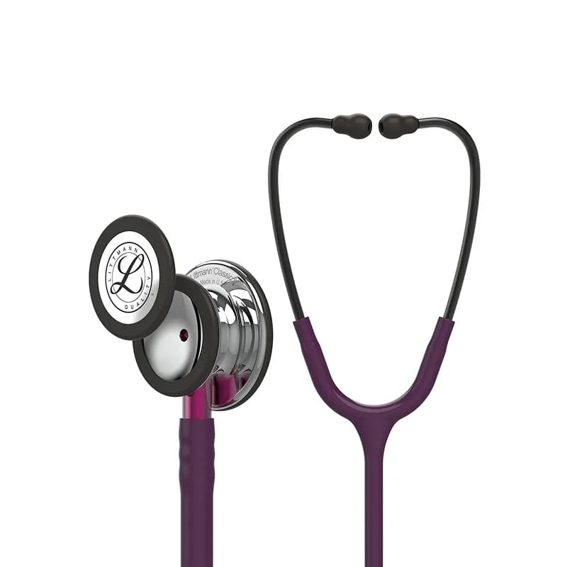 گوشی پزشکی لیتمن مدل کلاسیک 3 رنگ بنفش بادمجانی آینه‌ای صورتی 5960 | Littmann Classic iii 5960