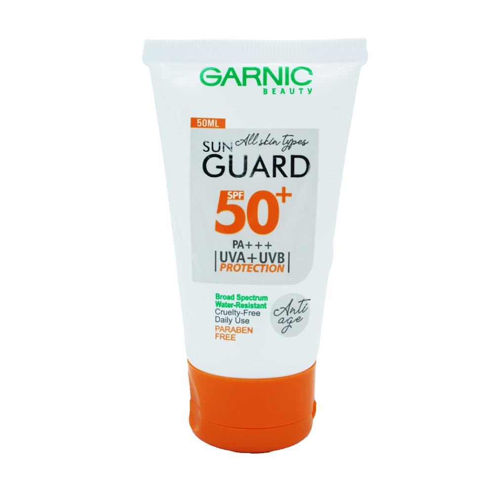 ضد آفتاب گارنیک GARNIC بی رنگ 50 میل تیوپی ضد چروک ANTI AGE