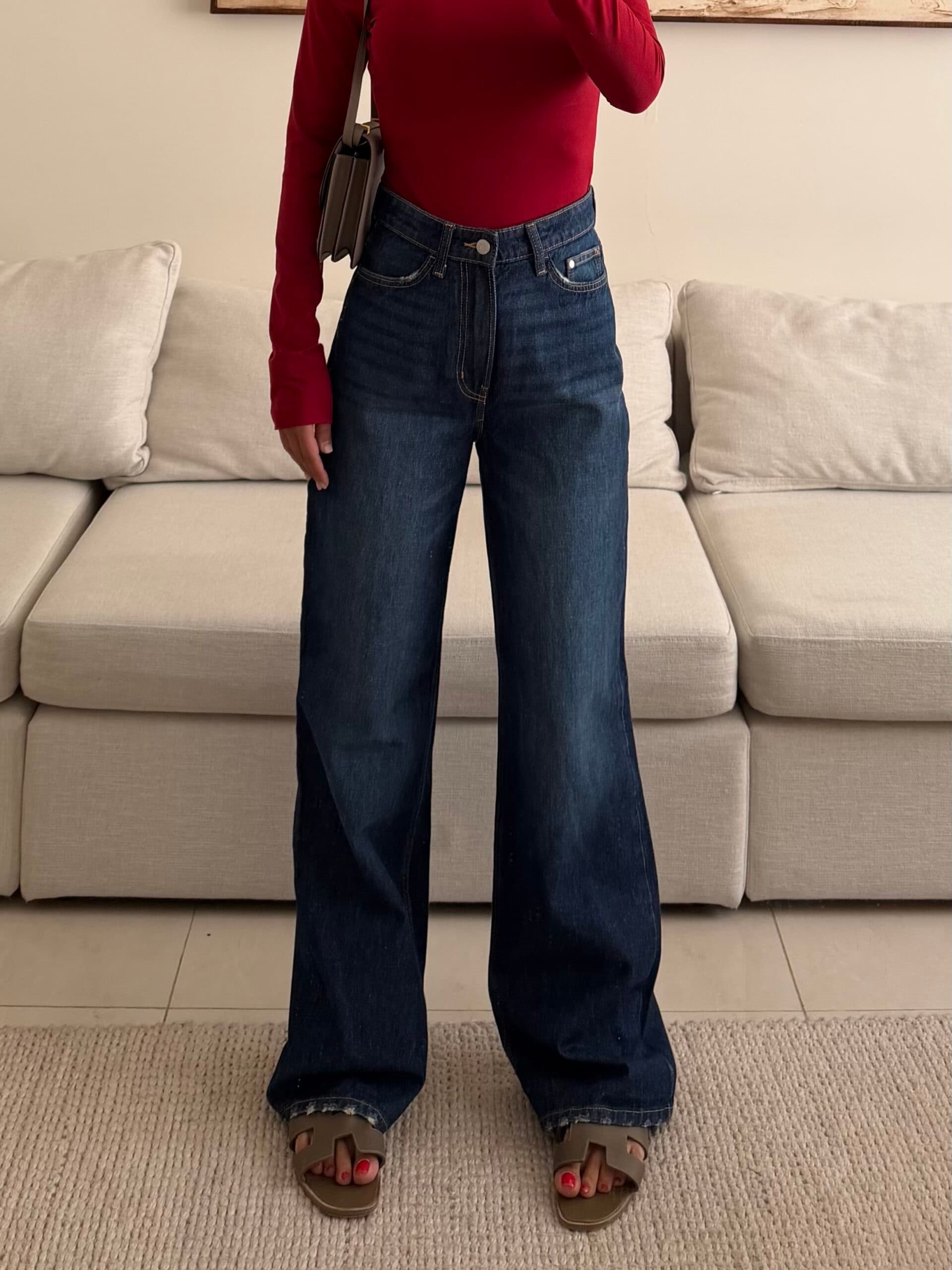 شلوار جین واید لگ H&M l Navy Blue