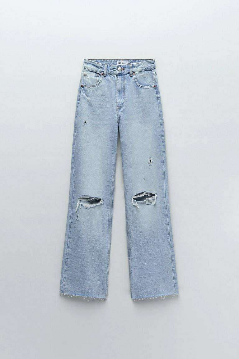 شلوار زاپ دار استریت ZARA آبی WIDE LEG — تصویر ۲