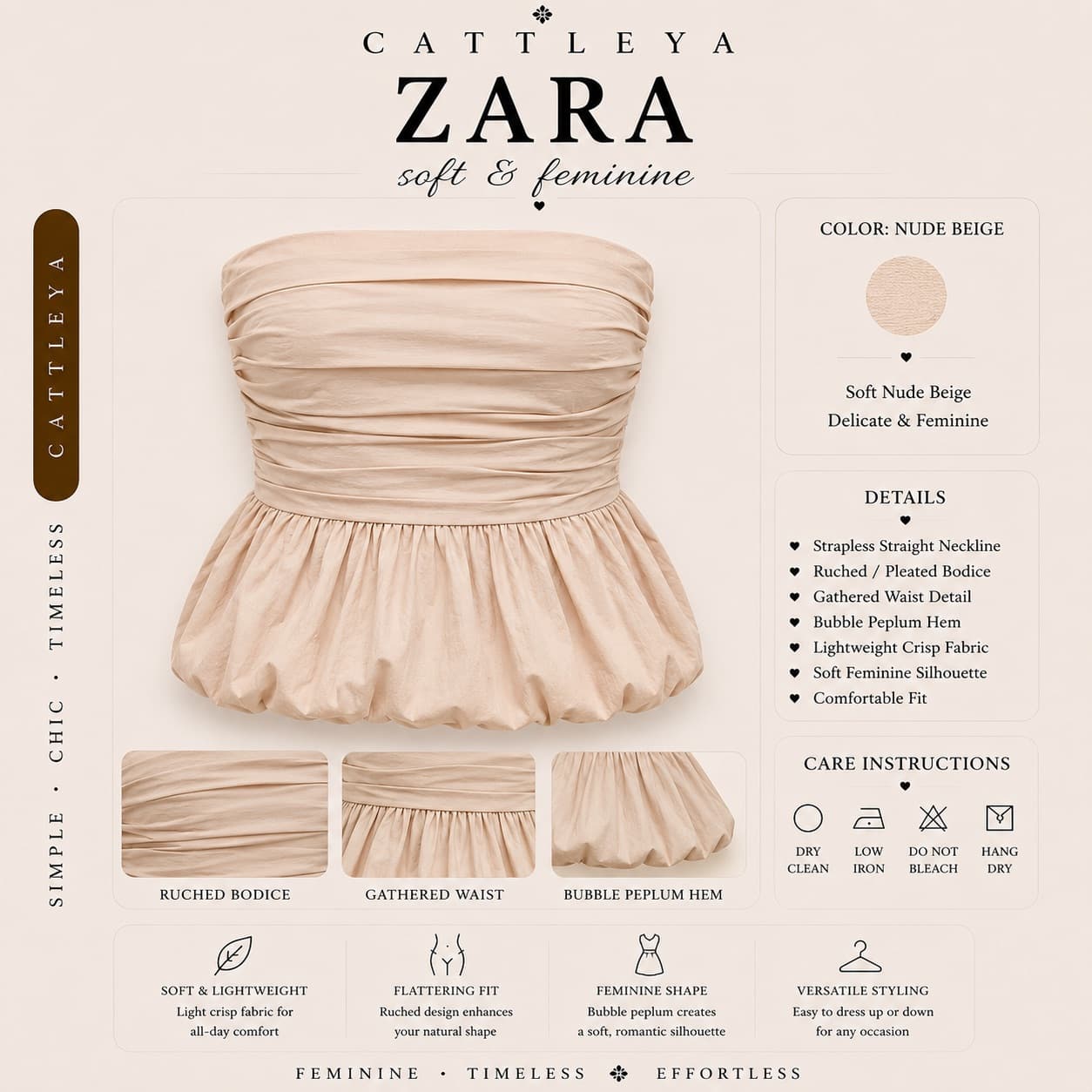 تاپ دکلته ZARA کرم — تصویر ۲