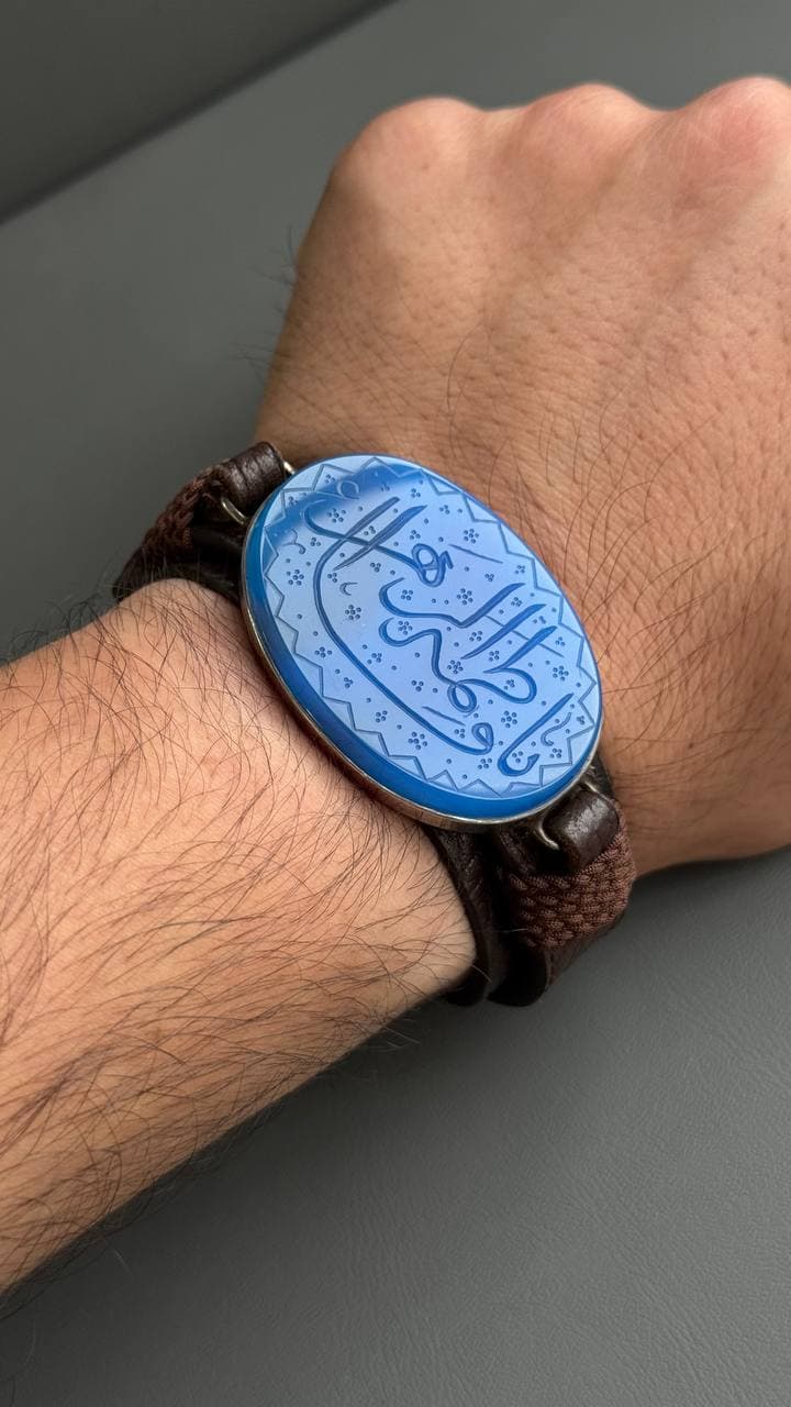 دستبند عقیق آبی مردانه — تصویر ۵