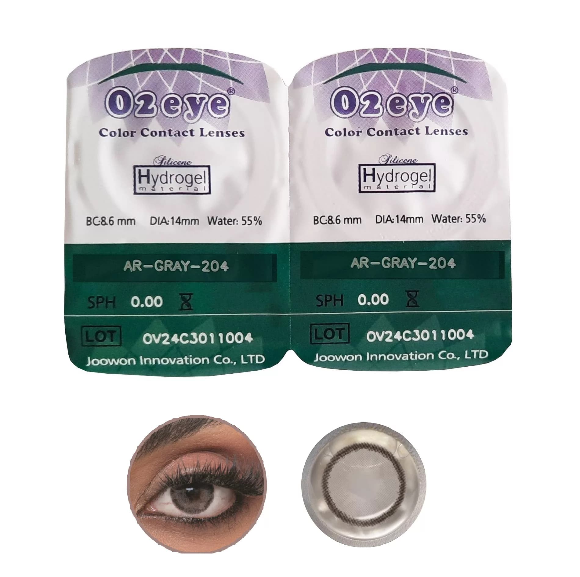 لنز چشم 02آی مدل Hydrogel شماره 204 رنگ طوسی تیره — تصویر ۲
