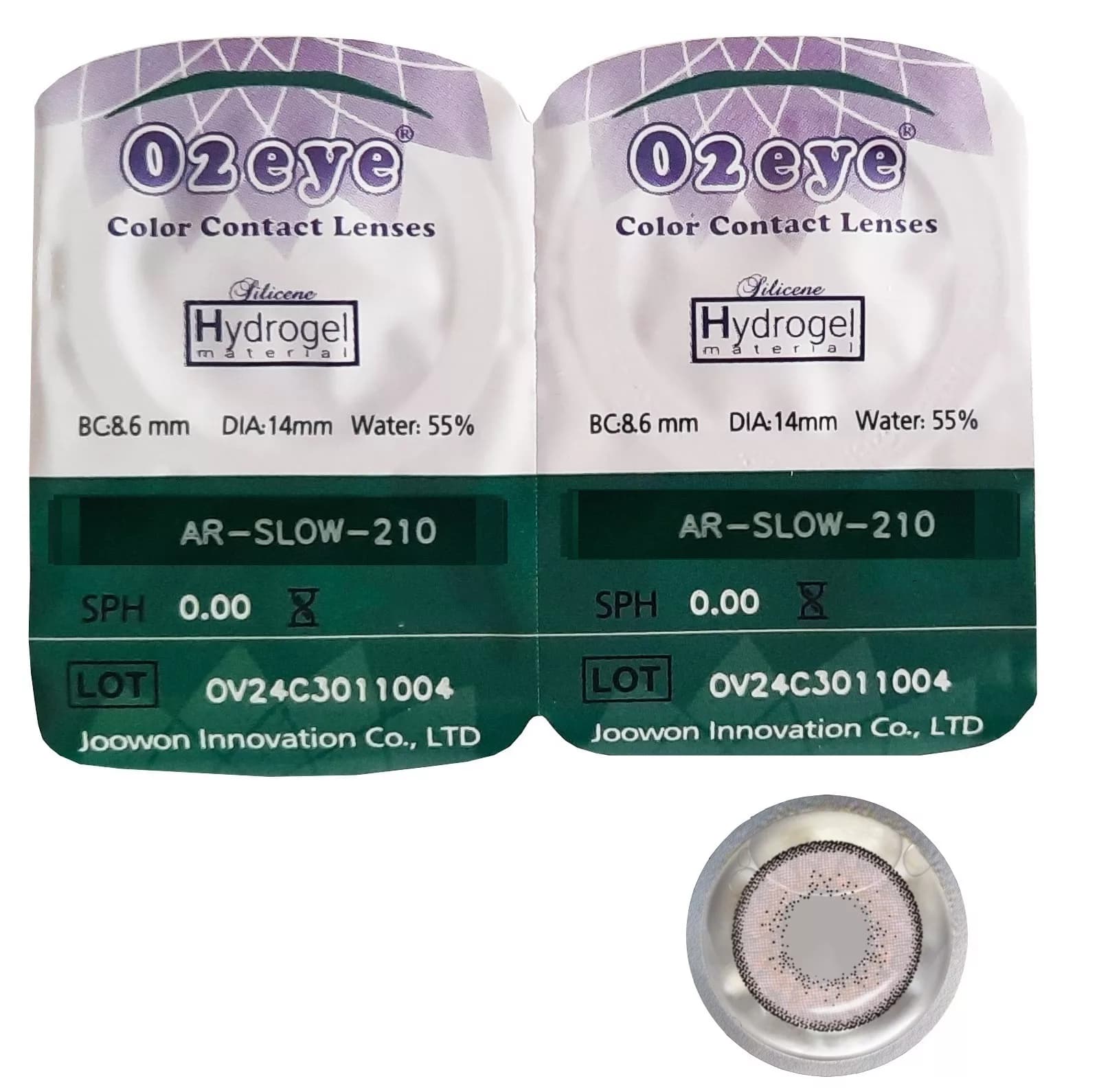 لنز چشم 02آی مدل Hydrogel شماره 210 رنگ خاکستری صورتی — تصویر ۲