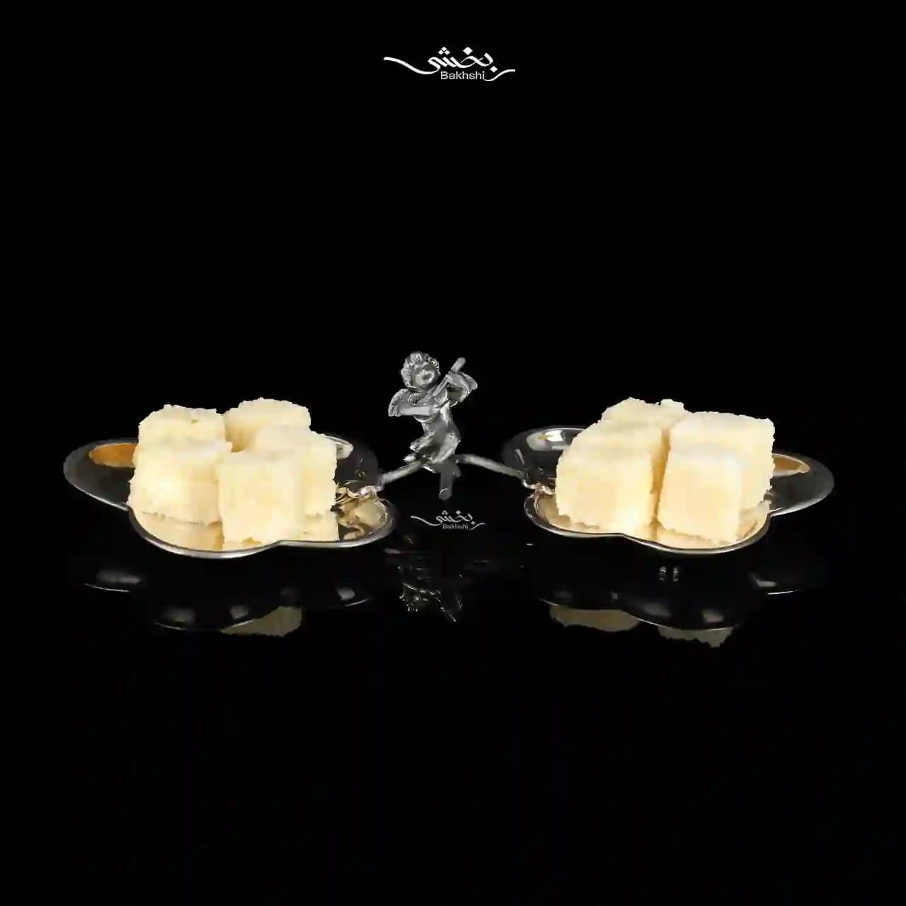شیرینی خوری دوقلو نقره برگ گرد و فرشته — تصویر ۳