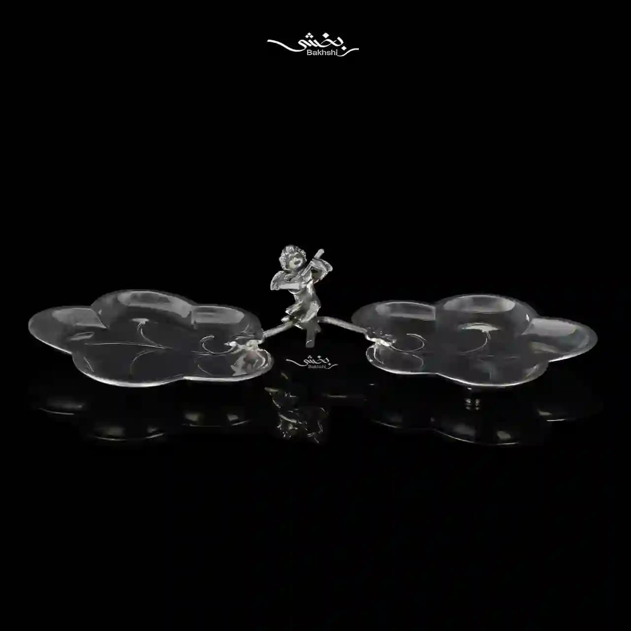 شیرینی خوری دوقلو نقره برگ گرد و فرشته