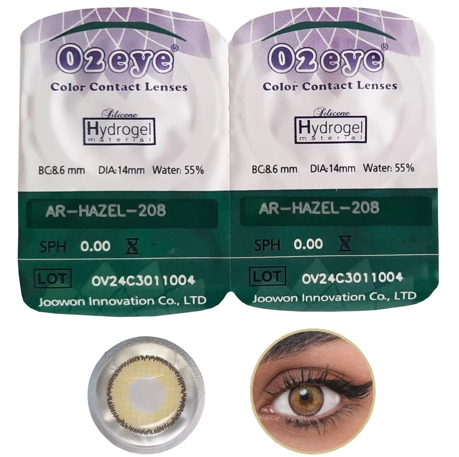 لنز چشم 02آی مدل Hydrogel شماره 208 رنگ عسلی — تصویر ۲