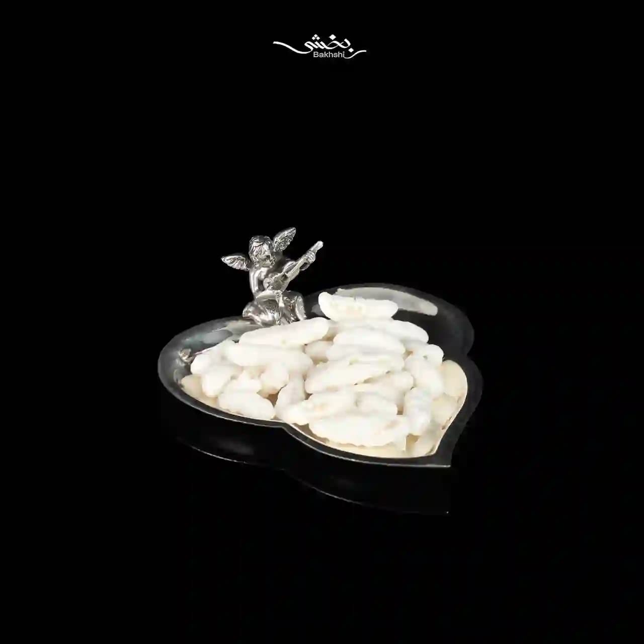 نقل خوری نقره مدرن برگ و فرشته کوچک — تصویر ۳