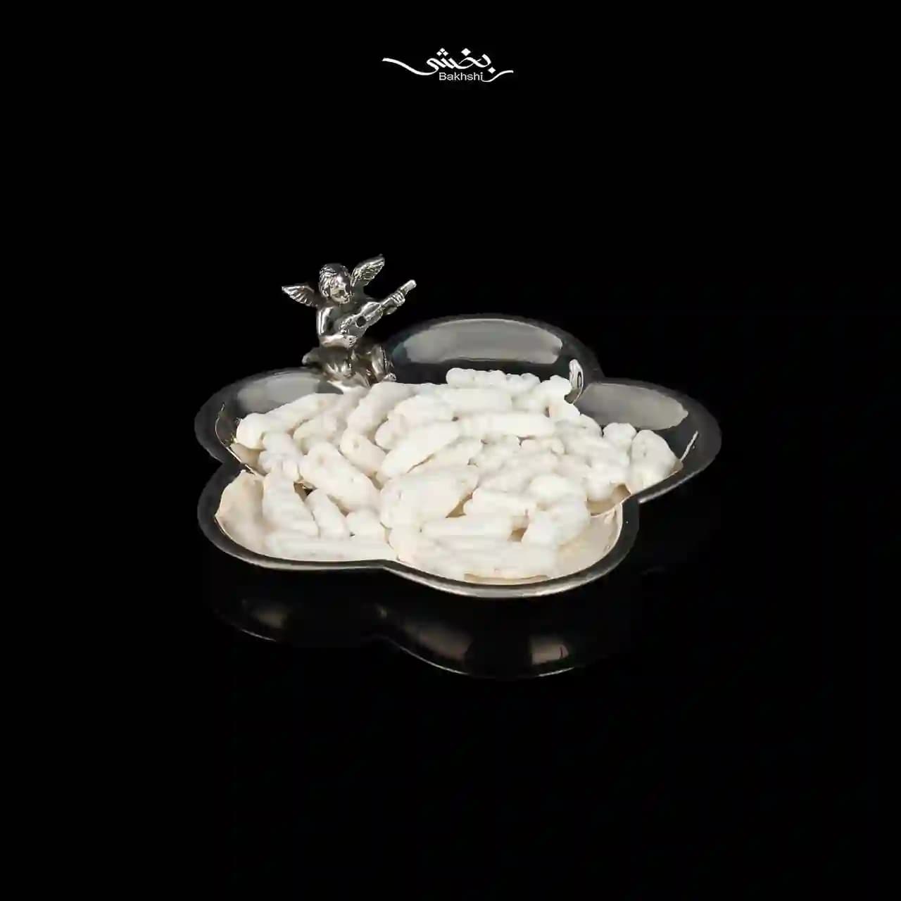 نقل خوری نقره مدرن برگ گرد و فرشته بزرگ — تصویر ۲