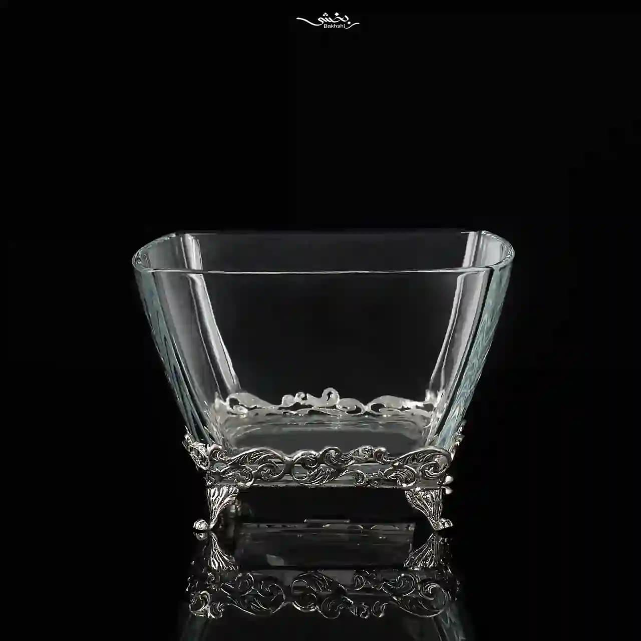 شکلات خوری بلور نقره مربع ابر و باد