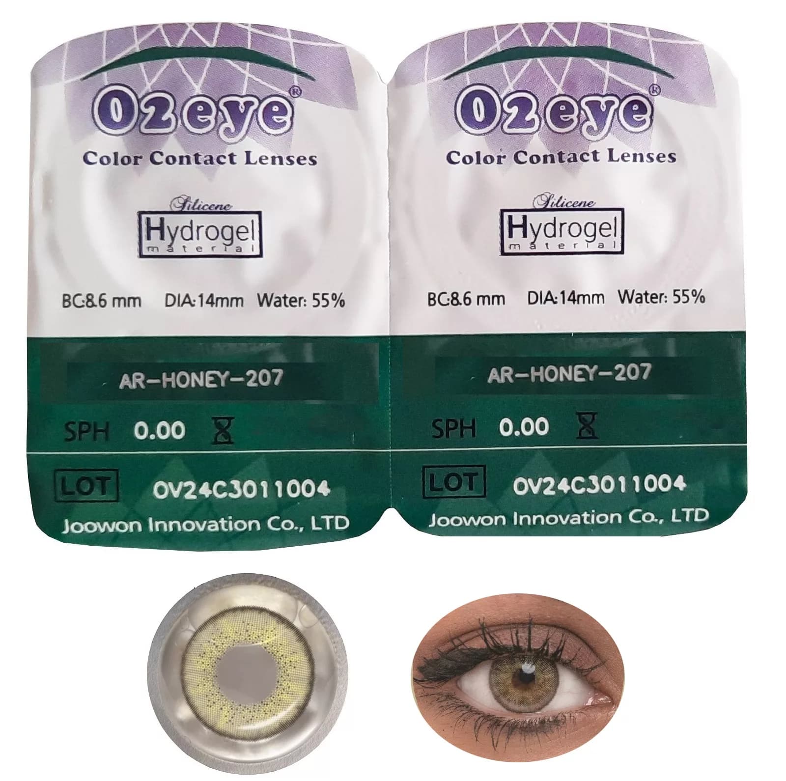 لنز چشم 02آی مدل Hydrogel شماره 207 رنگ سبز طوسی — تصویر ۲