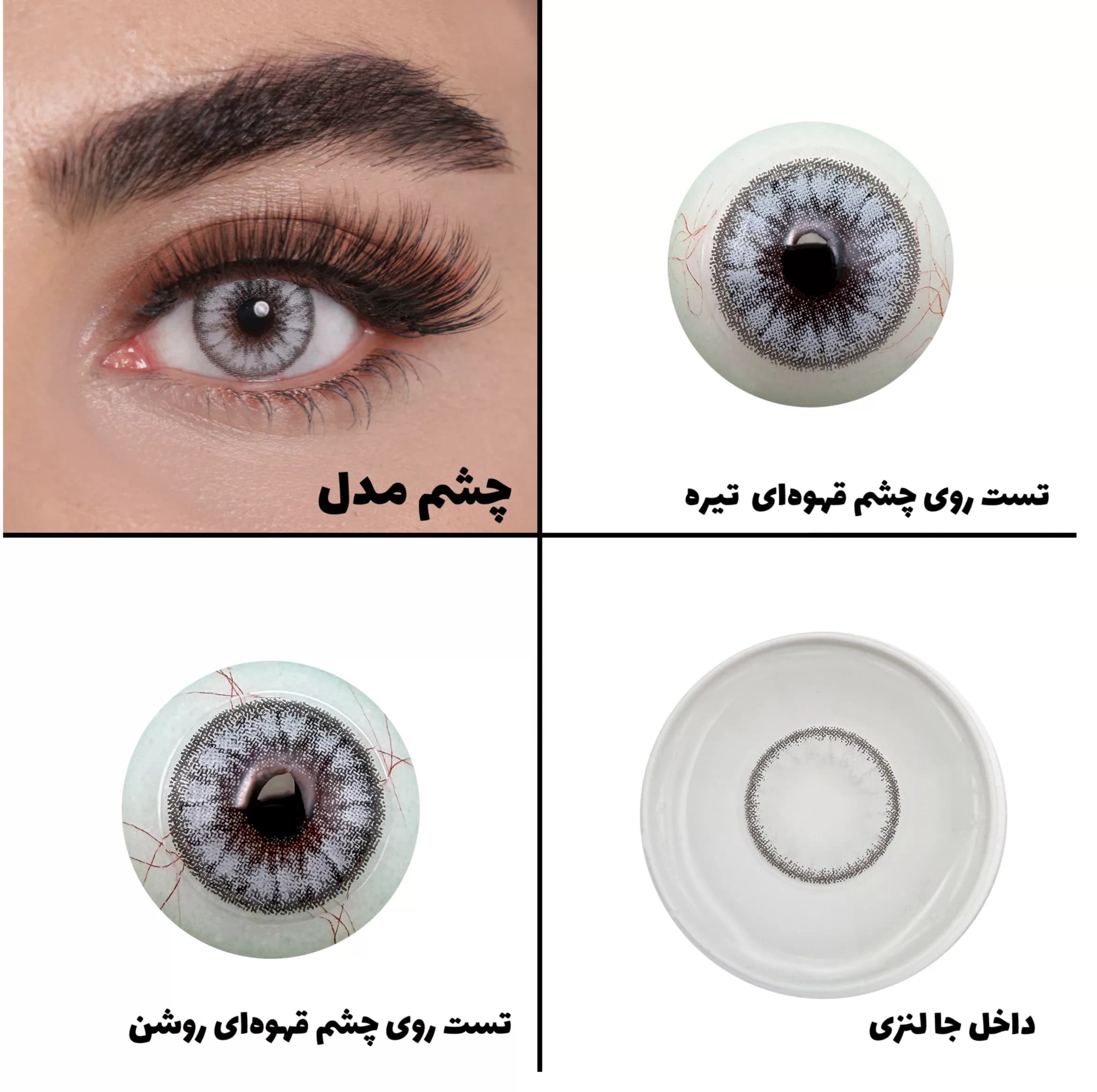 لنز چشم رویال ویژن مدل INNOCENT WHITE کد 06 رنگ طوسی یخی رگه ای دوردار — تصویر ۶