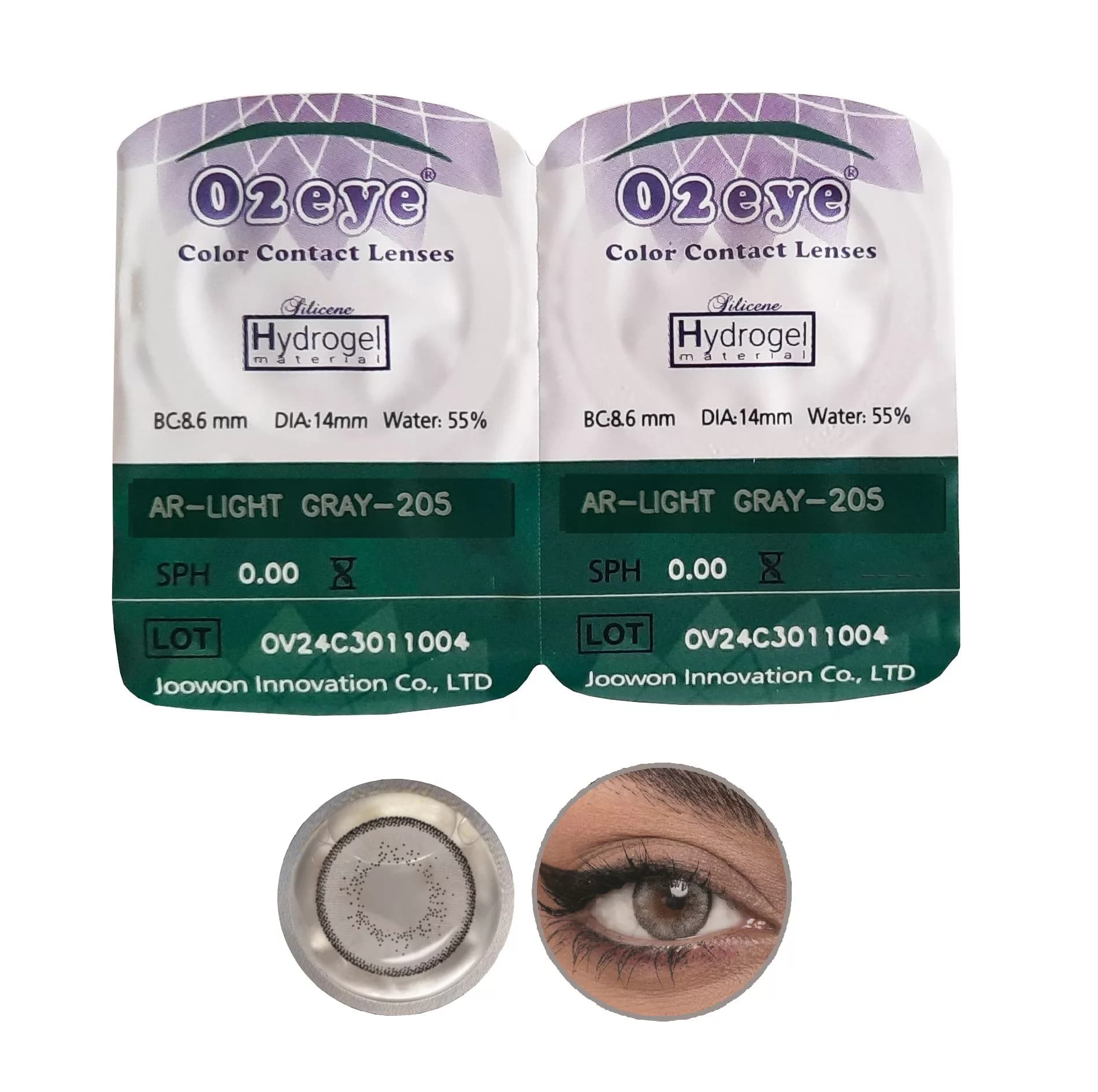 لنز چشم 02آی مدل Hydrogel شماره 205 رنگ طوسی — تصویر ۲