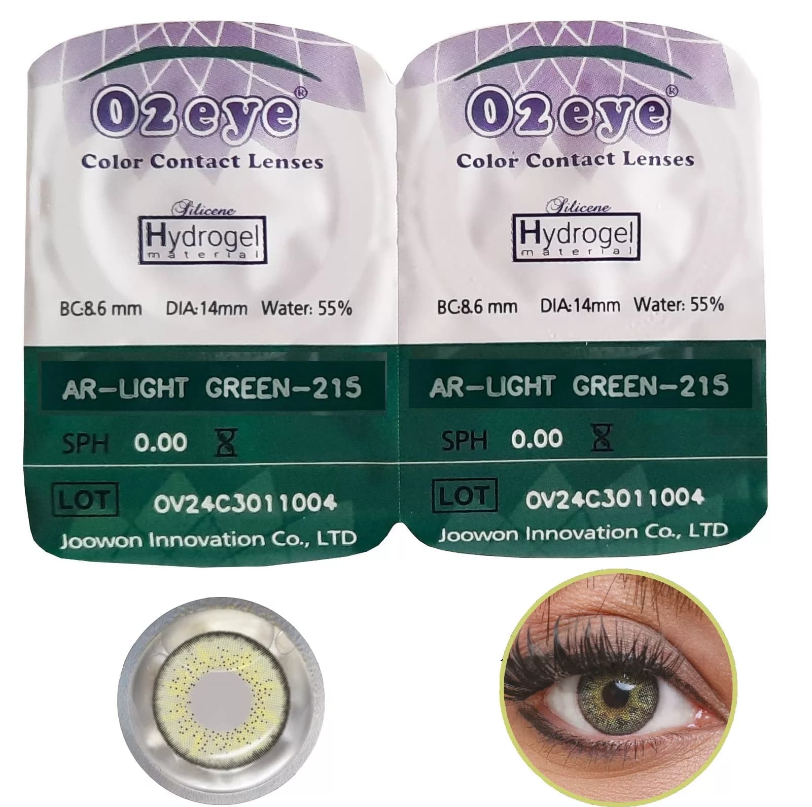 لنز چشم 02آی مدل Hydrogel شماره 215 رنگ سبز — تصویر ۲