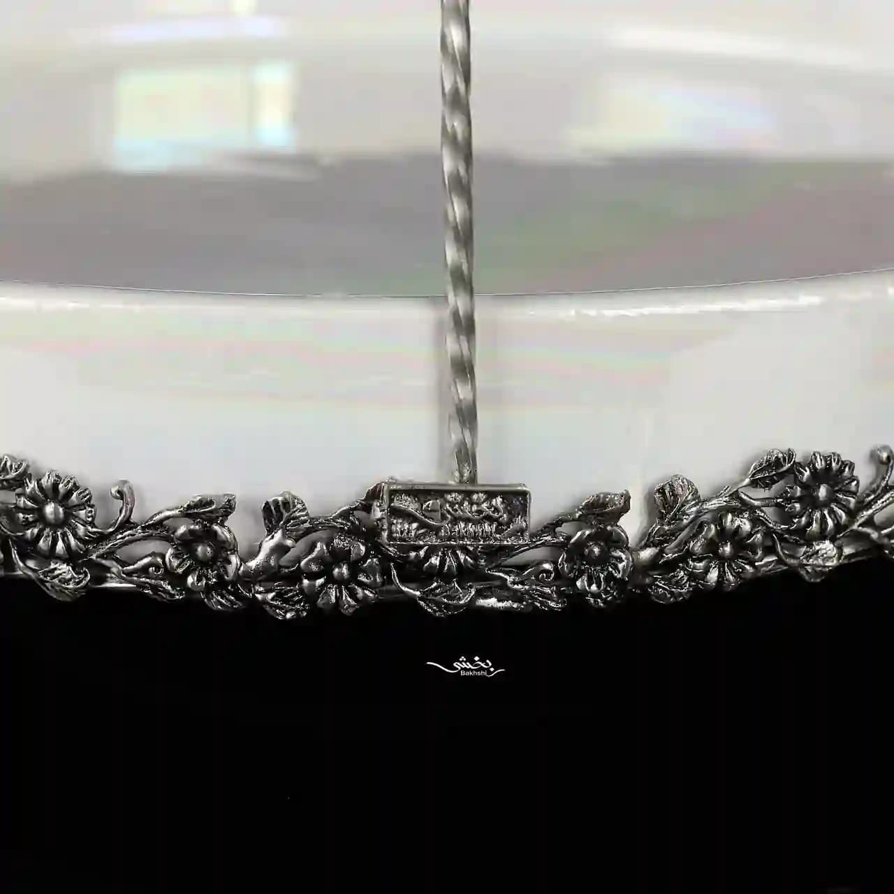 شیرینی خوری سرامیک نقره دسته دار صدفی — تصویر ۲