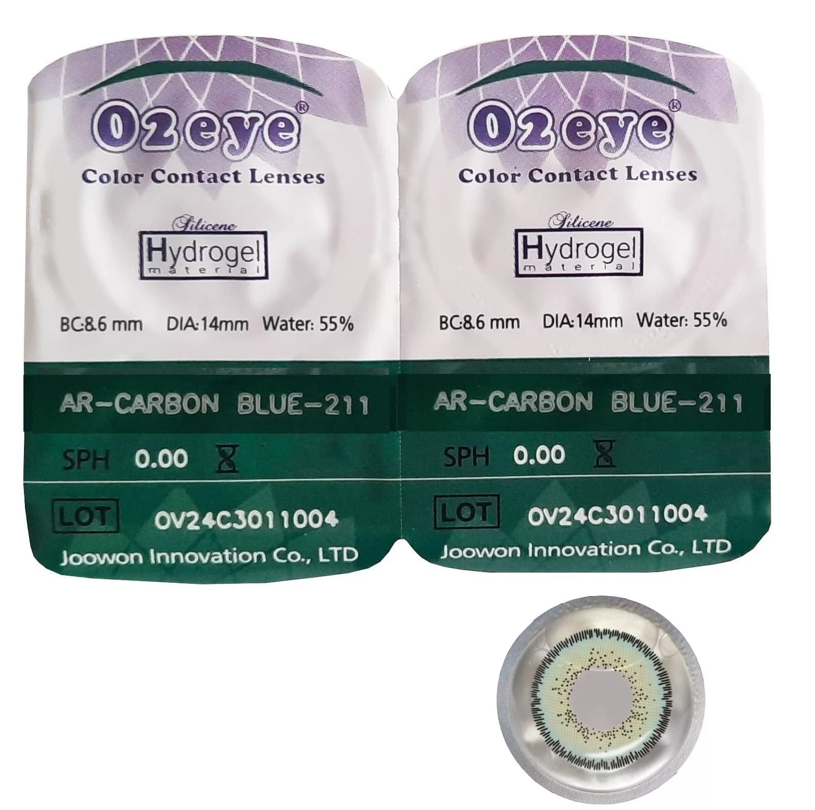 لنز چشم 02آی مدل Hydrogel شماره 211 رنگ سبز آبی — تصویر ۲