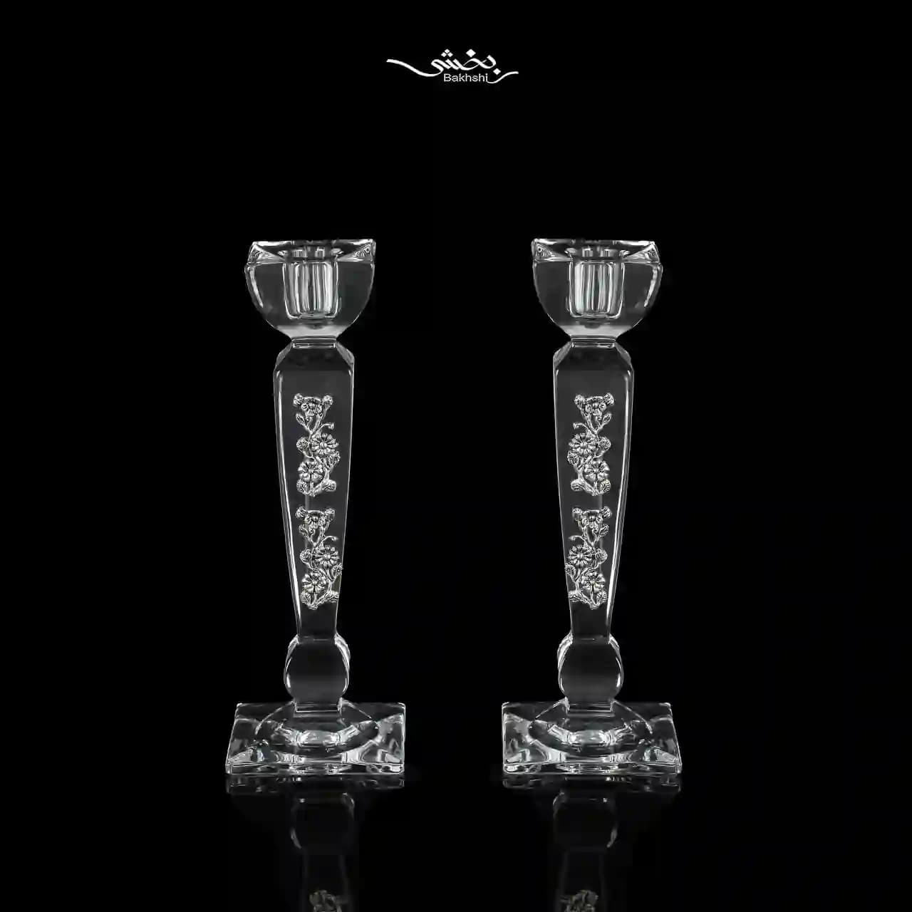 شمعدان کریستال و نقره شکوفه