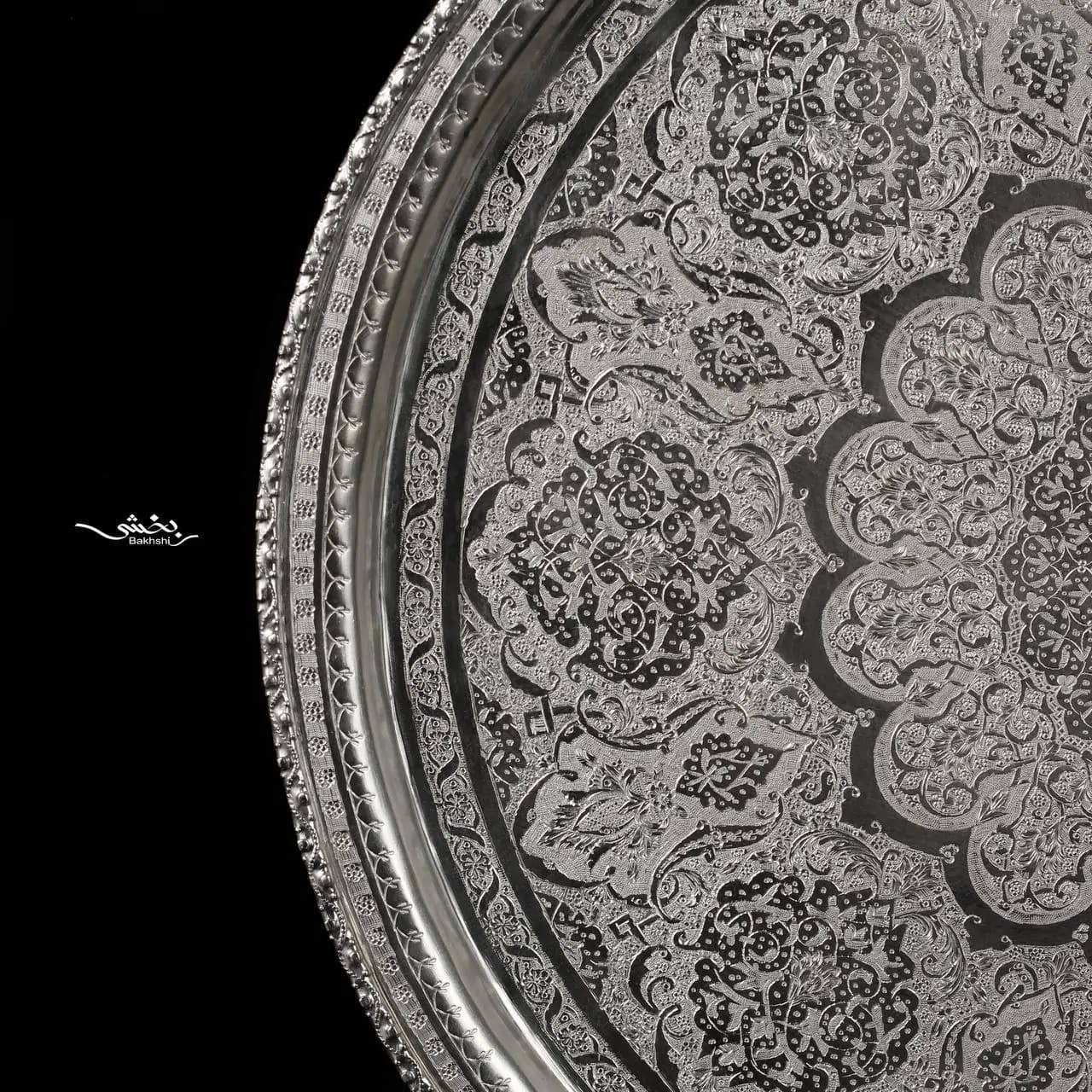 ست چایخوری نقره قلم گل و مرغ و ترنج درجه یک — تصویر ۸