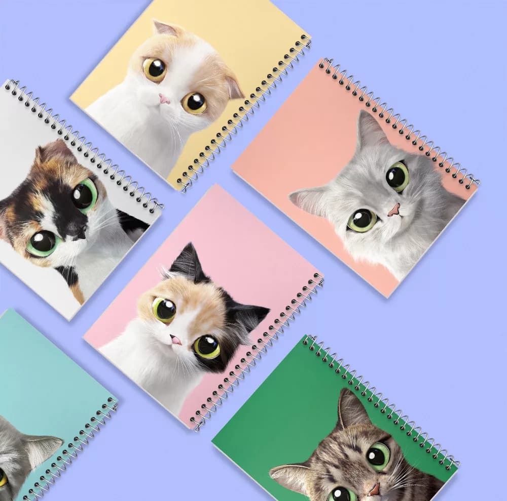 دفتر مشق 50 برگ خندالو طرح گربه (Cat) کد 476 مجموعه 6 عددی — تصویر ۸
