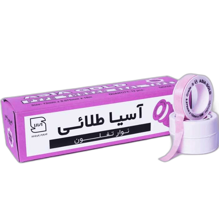 نوار تفلون آسیا طلائی صورتی (بسته 12 عددی)