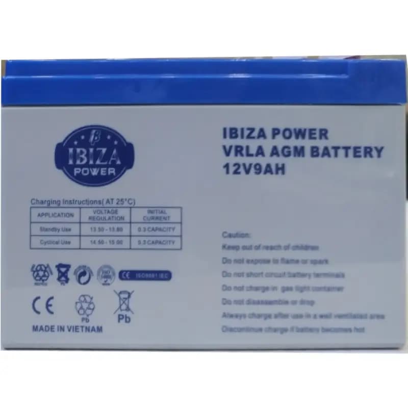 باتری موتور سیکلت 12 ولت 9 آمپر ایبیزا پاور ibiza power