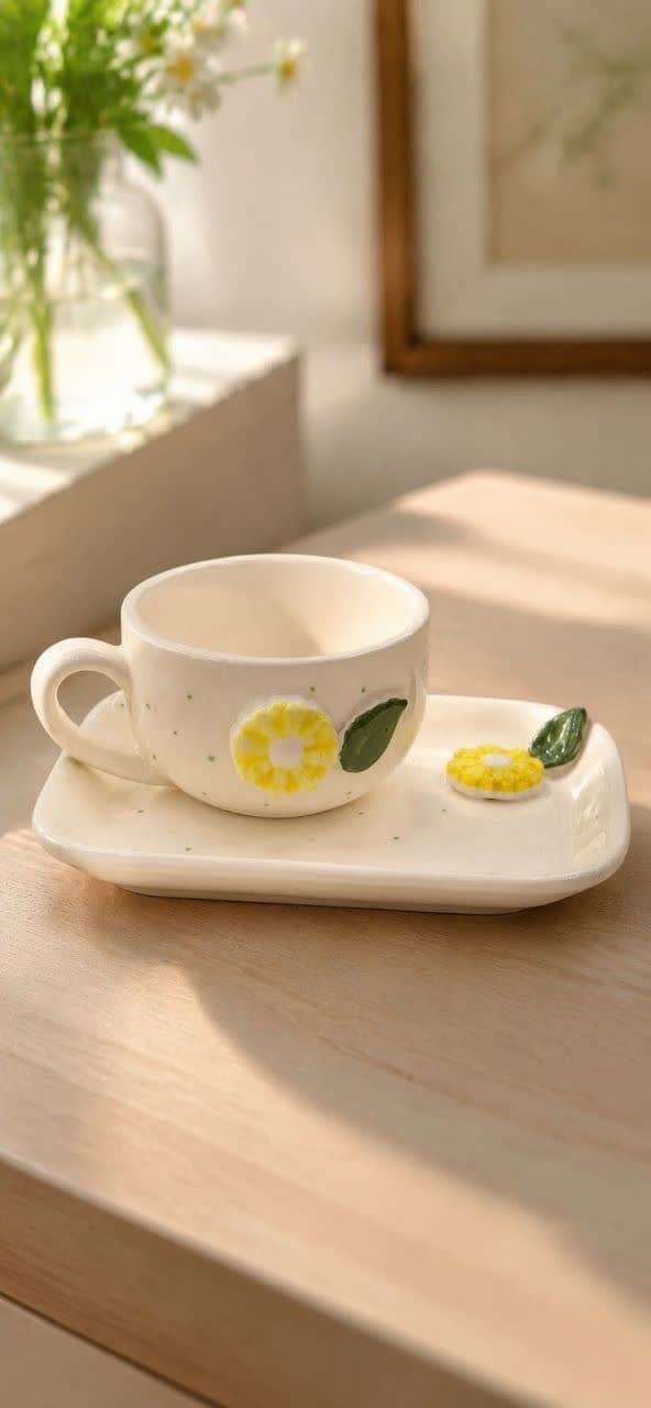 ست چای خوری تک نفره گل برجسته