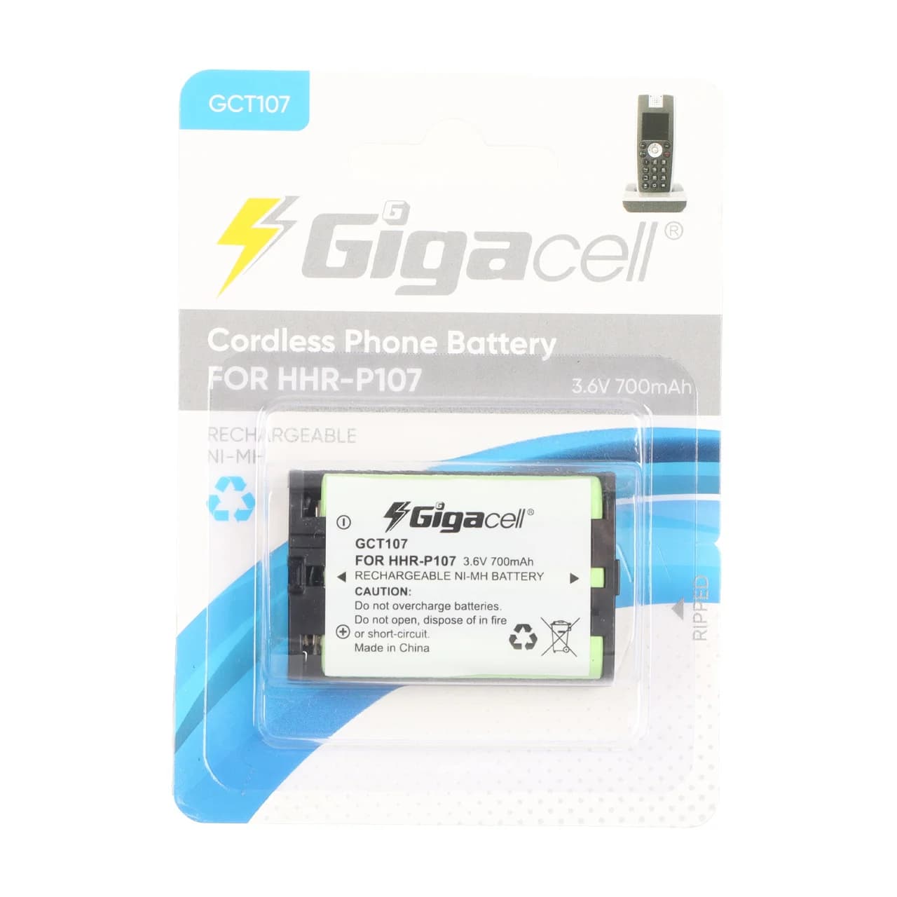 باتری تلفن بی سیم قابل شارژ Gigacell مدل HHR – P107 با ظرفیت 700mAh — تصویر ۲